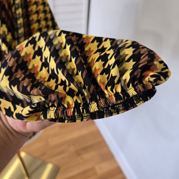 Belldini Houndstooth Blouse Women's 2X Retro 70s‎ Peasant Boho Eclectic Stretchy - Picture 7 of 13